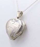 Vintage 925 Sterling Silver Heart Shaped Locket Pendant on Chain