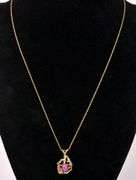 Superb Pink Star Sapphire Pendant Necklace In 14K Yellow Gold