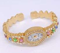 LADIES GENEVA & GEMSTONE WATCH-18KT GP