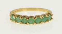 10K Yellow Gold Seven Stone Natural Emerald Band Ring