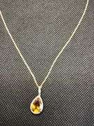 LUXURIOUS YELLOW SILVER CITRINE TEAR DROP NECKLACE WITH DIAMONDS