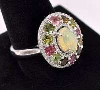 Opal And Tourmaline Ring In Sterling Silver