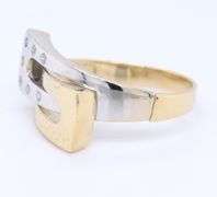 Stunning Two Tone Gold Bezel Set Diamond Buckle Ring