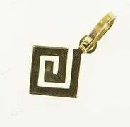 14K Yellow Gold Squared Swirl Spiral Geometric Charm/Pendant