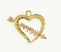 14K Yellow Gold I Love You Heart Valentine Arrow Cupid Charm/Pendant