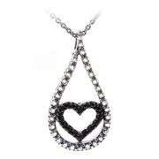 Black Diamond Accent Teardrop Necklace in Sterling Silver