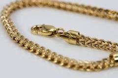 10k Yellow Gold Hollow Franco Wheat Rope Chain 3mm Bracelet 7"
