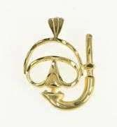 14K Yellow Gold Diamond Cut Scuba Snorkel Swimming Mask Charm/Pendant