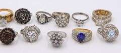 Group lot of 4 Vintage Sterling Silver Cubic Zirconia Rings