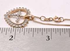 Vermeil Heart And Cross Pendant Necklace In Sterling Silver