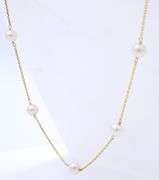 5.5mm Pearl Station Yellow Gold Necklace