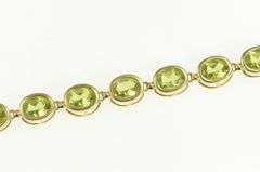 14K Yellow Gold Oval Peridot Vintage Classic Tennis Bracelet