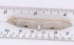 Antique Filagree Diamond and Synthetic Blue Sapphire Brooch