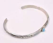 Navajo Turquoise Cuff Bracelet In Sterling Silver