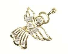 10K Yellow Gold Diamond Inset Guardian Angel Protection Pendant