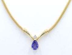 Incredible Yellow Gold Tanzanite and Diamond Necklace