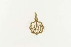 9K Yellow Gold I Love You Message Valentine Scalloped Charm/Pendant