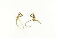 14K Yellow Gold Trillion Solitaire Dangle Vintage Statement Earrings