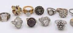 Group lot of 4 Vintage Sterling Silver Cubic Zirconia Rings