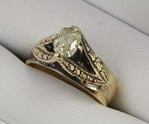 14K Yellow Gold 0.60 Ct Old Mine Cut Diamond Engagement Ring
