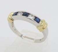 Two-Tone Diamond & Blue Sapphire Channel Set Band