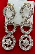 CERTIFIED BRAND NEW 14K GOLD AND DIAMOND DANGLE EARRINGS