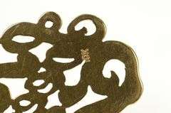 10K Yellow Gold Art Nouveau Speedy Diamond Accent Etched Pendant