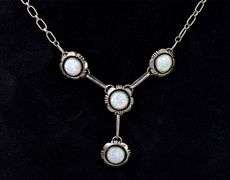 Flower Opal Necklace In Sterling Silver
