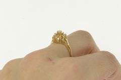 14K Yellow Gold Diamond Snow Flake Flower Cluster Cocktail Ring
