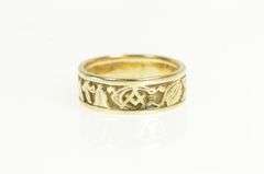 10K Yellow Gold Masonic Symbols Motif 7.5mm Free Mason Men's Ring