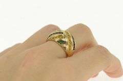 14K Yellow Gold Domed Yellow Pink Blue Sapphire Statement Ring