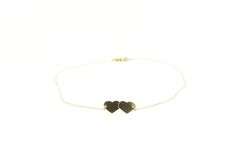 14K Yellow Gold Interlocking Heart Love Symbol Chain Anklet Bracelet