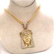 14K YELLOW GOLD JESUS FACE CHARM WITH CHAIN