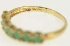 10K Yellow Gold Seven Stone Natural Emerald Band Ring