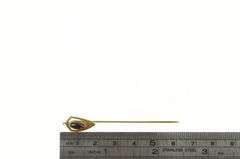 14K Yellow Gold Garnet Oval Cabochon Art Nouveau Vintage Stick Pin