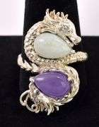 Purple And Light Green Gemstone Ring In Sterling Silver