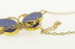 14K Yellow Gold Lapis Lazuli Carved Butterfly Change Symbol Necklace