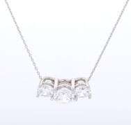 Platinum 3 Stone Cubic Zirconia Pendant on Chain