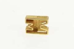 14K Yellow Gold M Squared Boxy Letter Initial Monogram Pendant