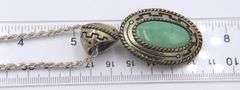 Vintage Sterling Silver Signed Turquoise Pendant on Italian Rope Chain Necklace