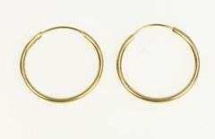 14K Yellow Gold 13.7mm Round Classic Vintage Simple Hoop Earrings