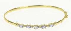 14K Yellow Gold Tanzanite Diamond Vintage Oval Bangle Bracelet