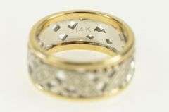 14K Yellow Gold 1940's Ornate 8.6mm Patterned Lattice Band Ring