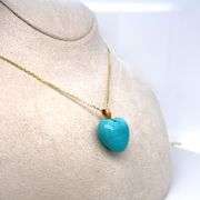 TURQUOISE HEART CHARM NECKLACE CRAFTED IN 14K GOLD