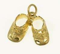 14K Yellow Gold 3D Baby Shoes Child's Sneakers Booties Charm/Pendant