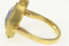 14K Yellow Gold Princess Iolite Geometric Steampunk Statement Ring