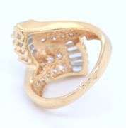Dazzling Yellow Gold Marquois, Round and Baguette Diamond Ring