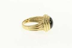14K Yellow Gold Green Tourmaline Cabochon Ornate Vintage Ring