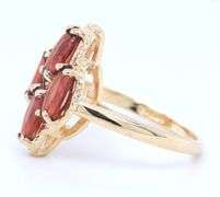 Fabulous Yellow Gold Four Marquoise Garnet Kite Shape Ring
