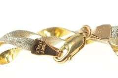 10K Yellow Gold 2.7mm Two Tone Herringbone Twist Link Necklace